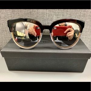 Dior Sight1 Black Crystal Metal Cat Eye Sunglasses